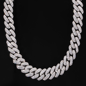 【超極太】幅１８mm マイアミキューバンチェーン ４５ｃｍ USラッパー フルCZカスタム MIAMI CUBAN CHAIN 18K　WHITE GOLD