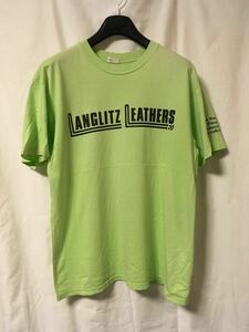 80s 90s Langlitz Leathers ビンテージ Tシャツ グリーン USA製 袖シングルステッチ レア オリジナル オフィシャル ラングリッツレザー