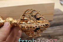 密教法器 宝珠金剛杵 仏教法具 真鍮製 22cm_画像3