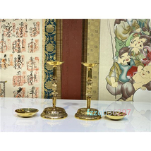 手作り　仏教　 法具 真鍮製 燭台 真宗 密教法具 1対_画像2