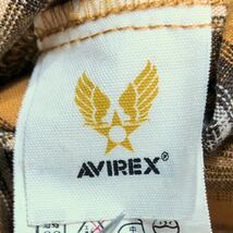 ● AVIREX アヴィレックス ● ロゴ 蹄鉄 チェーンステッチ 刺繍 チェック柄 半袖 ボタンシャツ ブラウン系 M_画像7
