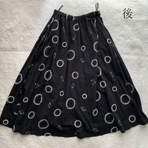 猫 刺繍 フレアスカート 丸ドット　水玉　コットン綿　ネコ ねこ 　ロングスカート　黒ブラック　 F 　フリーサイズ　_画像9