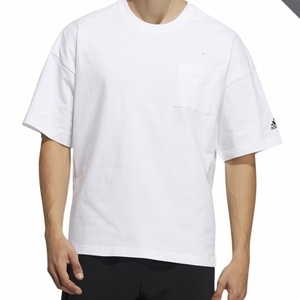 【新品タグ付き】adidas アディダス★ポケット付き 半袖Ｔシャツ★JIJ69★3,839円の品【Oサイズ】-白