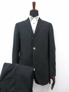 美品 【ボリオリ BOGLIOLI】 DOVER シングル3ボタン段返り スーツ (メンズ) size48 チャコールグレー ストライプ織柄 ◎28RMS5389◎