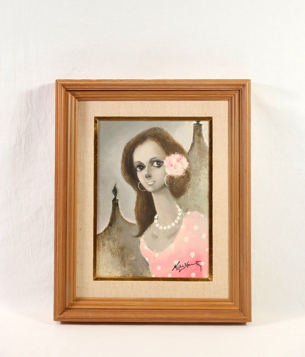 Echte Arbeit von Miki Haruta, Ölgemälde Niña Mui Bonita, süßes Mädchen Größe 24 x 33 cm, F4, aus der Präfektur Kumamoto, studierte bei Seiji Togo, weiblicher Gesichtsausdruck auf der Malfläche, übernommen vom Meister, 7653, Malerei, Ölgemälde, Porträts