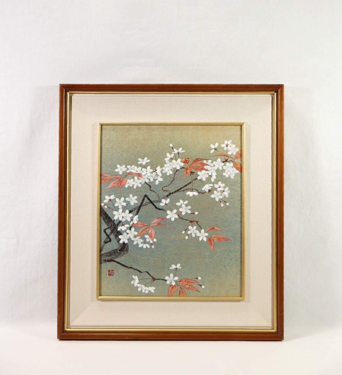 Genuine work by Junichi Hayashi, Japanese painting Mountain Cherry Blossoms Size: 37.5 x 45 cm, No. 8 Born in Kyoto Prefecture Professor at Saga University of Art and Design A master of flower and tree painting Expressing the beautiful nature of Japan with his own techniques and sensibility 7610, Painting, Japanese painting, Flowers and Birds, Wildlife