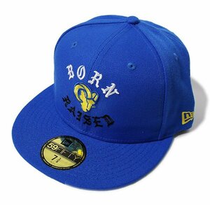 BornxRaised (ボーンアンドレイズド) キャップ ニューエラ BORN X RAISED + RAMS NEW ERA FITTED HAT BLUE ブルー 7-1/4（57.7cm）