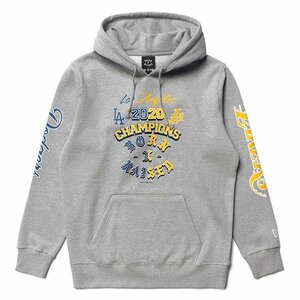 BornxRaised (ボーンアンドレイズド) パーカー プルオーバー CITY OF CHAMPIONS HOODY HEATHER GREY グレー (L) Lakers Dodgers New Era