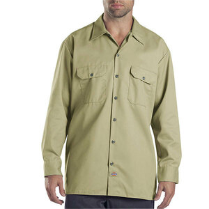 Dickies (ディッキーズ) US 長袖 ワークシャツ Long Sleeve Work Shirt Khaki カーキ/ベージュ (M) (574)