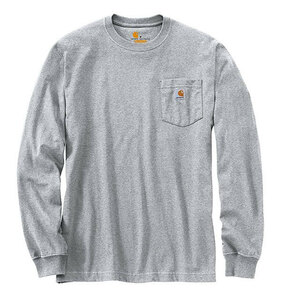 CARHARTT (カーハート) US ロンT ロングTシャツ 長袖 Men’s Workwear Pocket L/S T-Shirt Heather Grey グレー (L) ポケット付き 無地