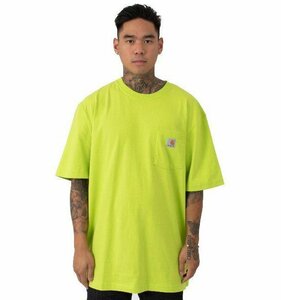 CARHARTT (カーハート) US Tシャツ Workwear Pocket T-Shirt Bright Lime ブライトライム (M) ポケット付 (K87)