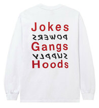 Powers Supply (パワーズ) ロンT ロングTシャツ 長袖 JOKES GANGS HOODS LS TEE WHITE ホワイト (L)_画像1