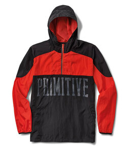 Primitive Skateboard (プリミティブ) ナイロンジャケット アノラック ハーフジップ CROYDON JACKET ELECTRIC RED×BLACK レッド (M)