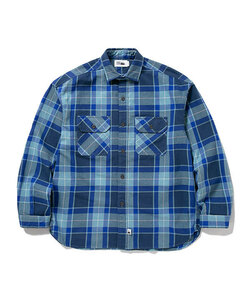 FIRST DOWN (ファーストダウン) ネルシャツ WORK L/S SHIRTS COTTON NELCHECK BLUE ブルー (L)