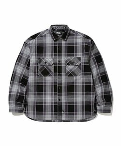 FIRST DOWN (ファーストダウン) ネルシャツ WORK L/S SHIRTS COTTON NELCHECK CHARCOAL チャコール (XL)