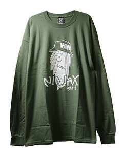 NINJA X (ニンジャエックス) オリジナル ロンT ロングTシャツ 長袖 Hairy Long Sleeve T-Shirt Military ミリタリーグリーン (2XL)