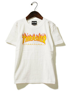 Thrasher (スラッシャー) JP キッズ Tシャツ 子供 KIDS FLAME LOGO TEE White ホワイト (120) スケボー SKATE SK8 スケートボード