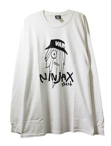 NINJA X (ニンジャエックス) オリジナル ロンT ロングTシャツ 長袖 Hairy Long Sleeve T-Shirt White ホワイト (2XL)