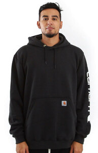 Carhartt (カーハート) US パーカー プルオーバー (K288) MW Signature Sleeve Logo Pullover Hoodie Black ブラック (L)