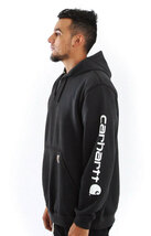 Carhartt (カーハート) US パーカー プルオーバー (K288) MW Signature Sleeve Logo Pullover Hoodie Black ブラック (XL)_画像3