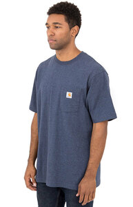 CARHARTT (カーハート) US Tシャツ Workwear Pocket T-Shirt Cobalt Blue Heather ダークコバルトブルーヘザー (S) ポケット付き (K87)