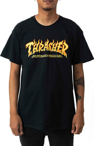 Thrasher (スラッシャー) US Tシャツ Fire Logo T-Shirt Black ブラック (L) スケボー SKATE SK8 スケートボード