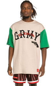 GRIMEY (グライミー) Tシャツ Camiseta Grimey The Loot - Grey | Spring 21 グレーベージュ×グリーン (L)