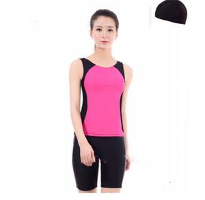  free shipping L 3 points collection lady's swimsuit top and bottom sleeveless separate . minute pants new goods .. pink 