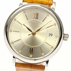 IWC SCHAFFHAUSEN IW458101 ポートフィノ 12Pダイヤ デイト 自動巻き メンズ 美品 箱・保証書付き_759072【ev10】