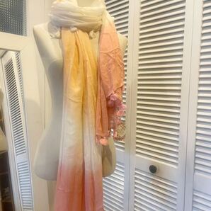 新品タグ付 LUNE JUMELLE ルナ・ ジュメイル ロングストール ピンク フリンジ 日焼け対策 ソレイユ