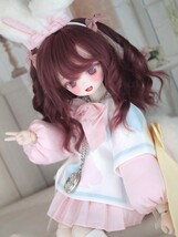 【ぐるぐる】DDH-27 SW肌 ドルフィードリーム MDD Dollfie Dream カスタムヘッド + 碁石アイ2種 + 舌パーツ パテ盛り ※難あり_画像4