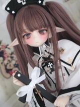 【ぐるぐる】DDH-28 SW肌 ドルフィードリーム MDD Dollfie Dream カスタムヘッド + 碁石アイ2種 + おまけエルフ垂れ耳 パテ盛り ※難あり_画像2