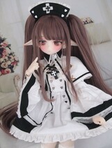 【ぐるぐる】DDH-28 SW肌 ドルフィードリーム MDD Dollfie Dream カスタムヘッド + 碁石アイ2種 + おまけエルフ垂れ耳 パテ盛り ※難あり_画像8