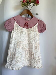 *130* BABY PINK HOUSE * soft cotton 100 possible love appear puff sleeve One-piece 