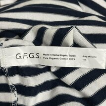 古着 G.F.G.S. / ジーエフジーエス　オーガニックコットン 長袖 ドロップショルダー ボーダー ボックスワンピース - 紺 / ネイビー_画像9