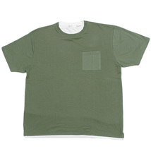 【新品】 6L グリーン 半袖 Tシャツ メンズ 大きいサイズ シアサッカー ポケット ストレッチ 無地 クルーネック カットソー_画像3
