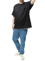 【新品】 5L ブラック 半袖 Tシャツ メンズ 大きいサイズ シアサッカー ポケット ストレッチ 無地 クルーネック カットソー_画像2