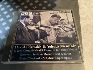D オイストラフ　メニューヒン　チェルカフスキー　バッハ　3台のバイオリン協奏曲　モーツァルト「狩」シューベルト　興即曲