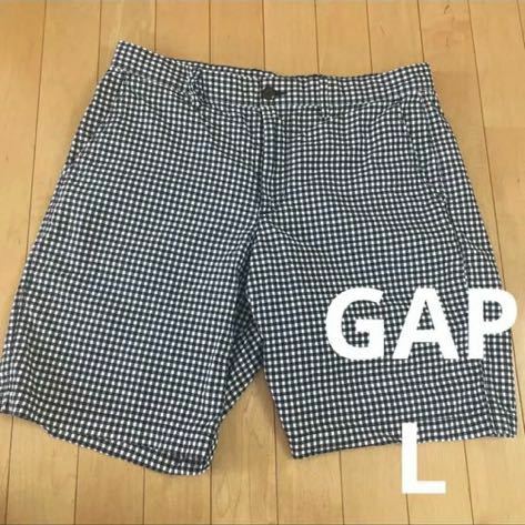 GAP 33インチ　Lサイズ　チェック柄ネイビーパンツ