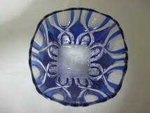 鳴海製陶　被せ硝子ブルー切子　モダンデザイン　ロックグラス　角サイズ　未使用・新品_画像4