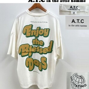 /M/ A.T.C in the attic ホワイト 半袖Tシャツ ドロップショルダーオーバーサイズ メンズレディース ストリート インジアティック