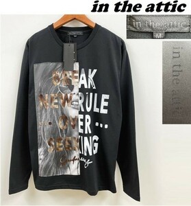 未使用品 /M/ in the attic ブラック プリントロンティ 長袖Tシャツ メンズ レディース カジュアル ストリート ゴールド インジアティック