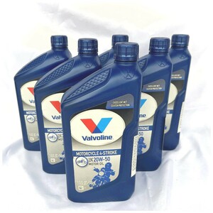 送料無料　宅配便発送　Valvoline バルボリン　4ストローク モーターサイクルオイル 20W-50 SL　1QT（946ml） お買得6本セット