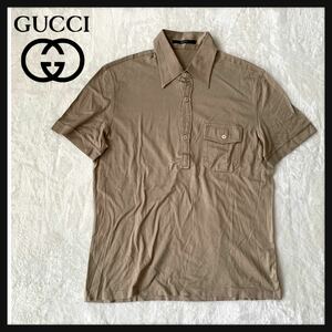 【高級】GUCCI グッチ 半袖 ポロシャツ ロゴボタン　イタリア製