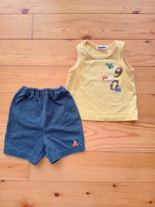  Familia [80cm]fami Chan car pattern! tank top / short bread 2 point set * short pants short pants short sleeves T-shirt 