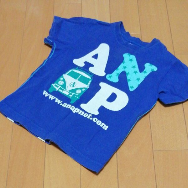 アナップキッズ★半袖Tシャツ 90cm ANAP カットソー プリント 青色