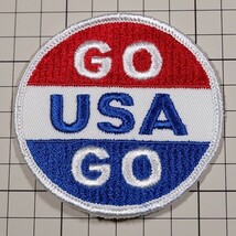 EE64 アメリカ 米国 スーベニア 丸形 ビンテージ ワッペン パッチ GO USA GO_画像1