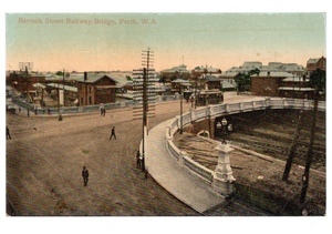 アンティーク ポストカード 絵葉書 オーストラリア パース BARRACK STREET RAILWAY BRIDGE