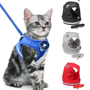  cat for Harness . Lead set reflection . cat . dog jacket mesh pet clothes small size dog pet chihuahua yo- key Pug 