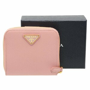 ★A2575 超美品 プラダ サフィアーノレザー 二つ折り財布 ピンク×ゴールド金具 PRADA レディース★